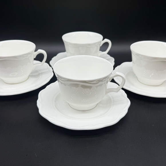 Wedgwood Metallised Plain Tea Cup Saucer Sets(Set of 4) England Bone China - Picture 1 of 6